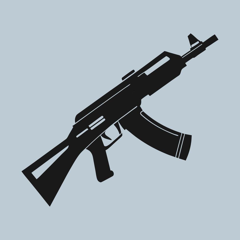 Tactical AK47 Silhouette Great for Military Themed Graphics vector