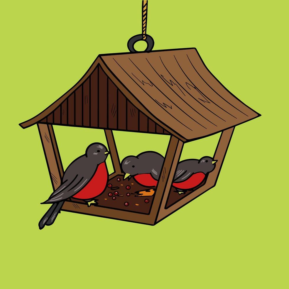 Bird feeder pop art style illustration. Comic book style imitation vector