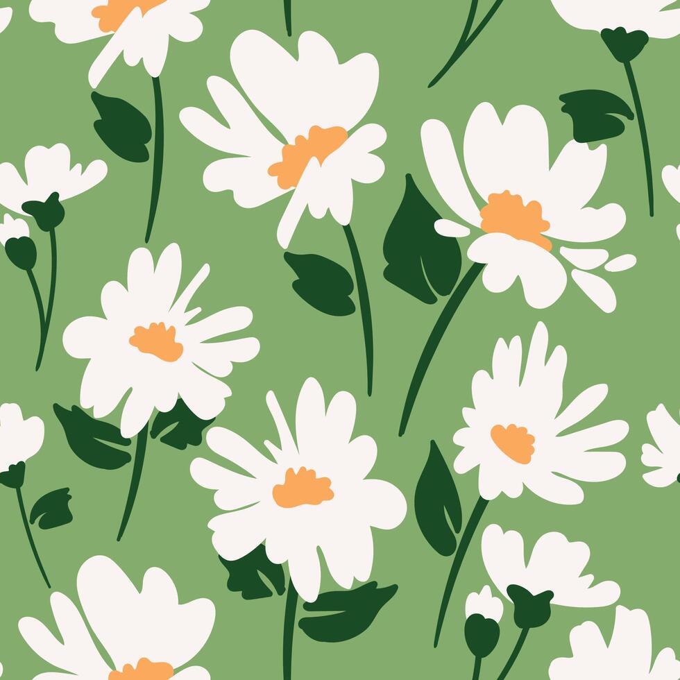 Versatile chamomile pattern for various applications, from fabric to wallpaper. vector