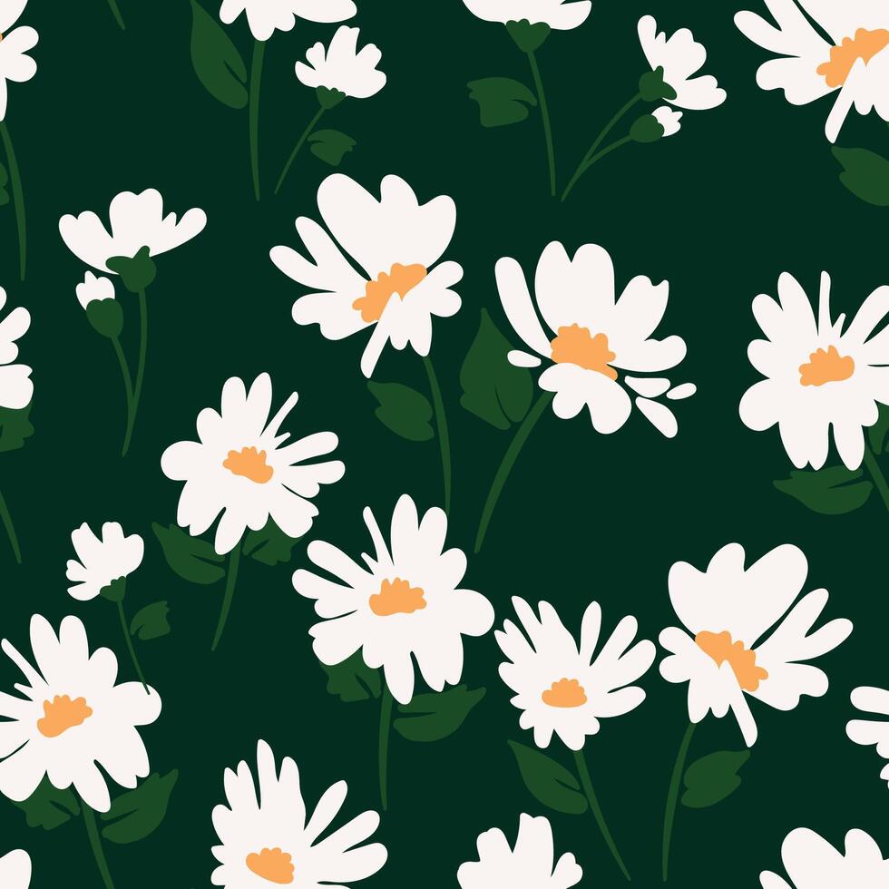 Elegant abstract chamomiles pattern. Ideal for surface design, fabric, paper and etc. vector