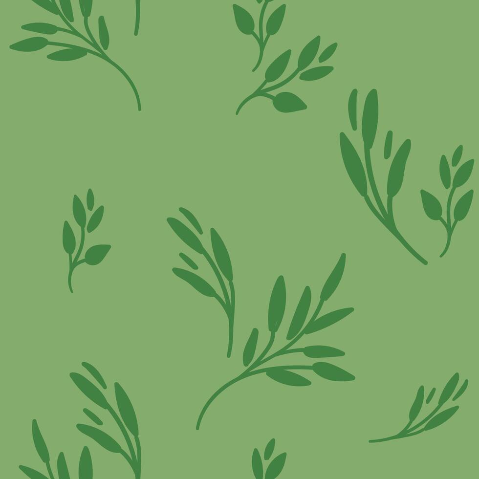 a green background with leaves and vines vector