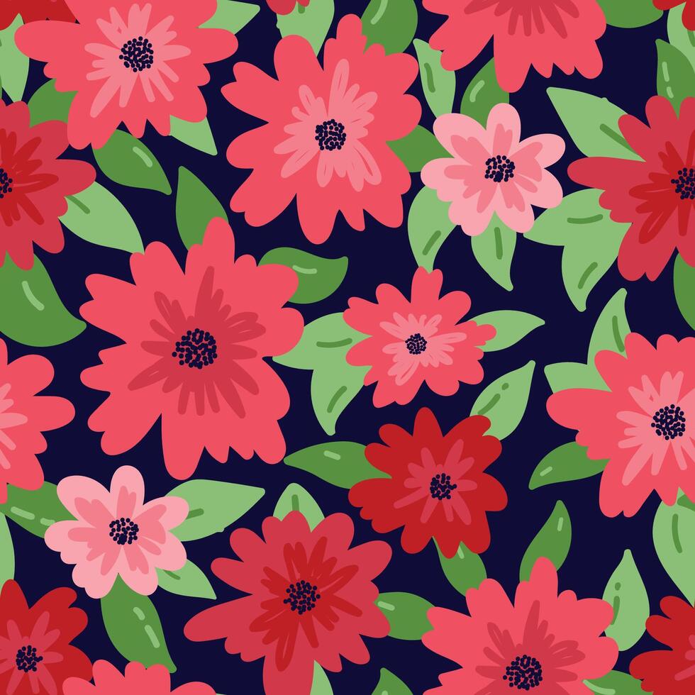 romantic floral seamless pattern featuring fields flowers and hearbs. Perfect for wrapping, textile, fabric, cover and more vector