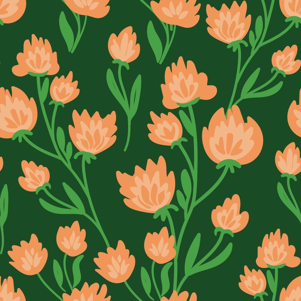 adorable floral seamless pattern featuring fields flowers and hearbs. Perfect for wrapping, textile, fabric, cover and more vector