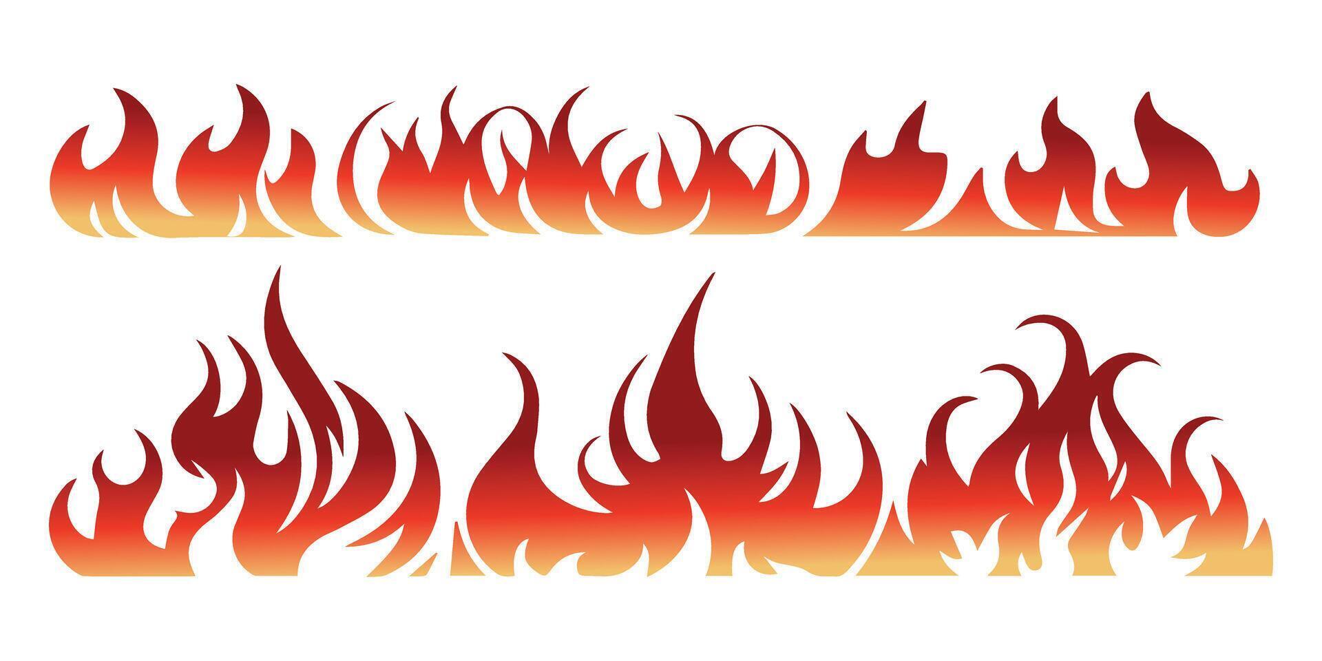 Flame fire border frame grediant silhouette template illustration clipart vector