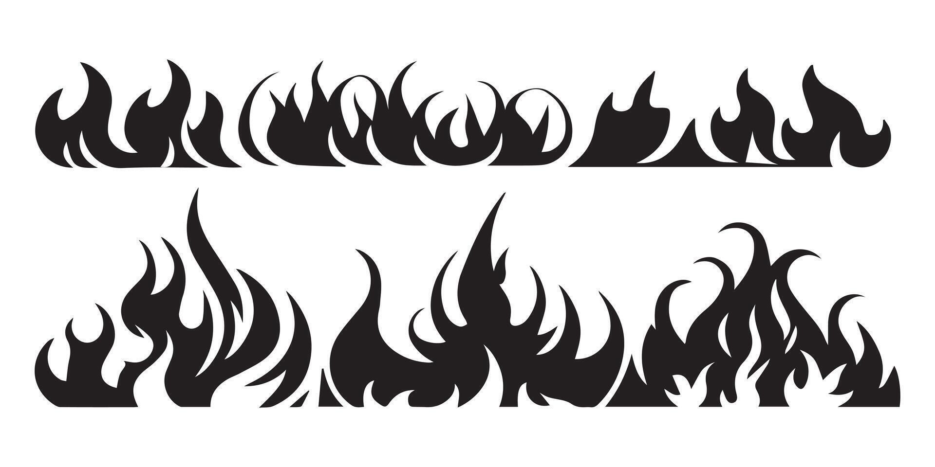Flame fire border frame silhouette templateillustration clipart vector
