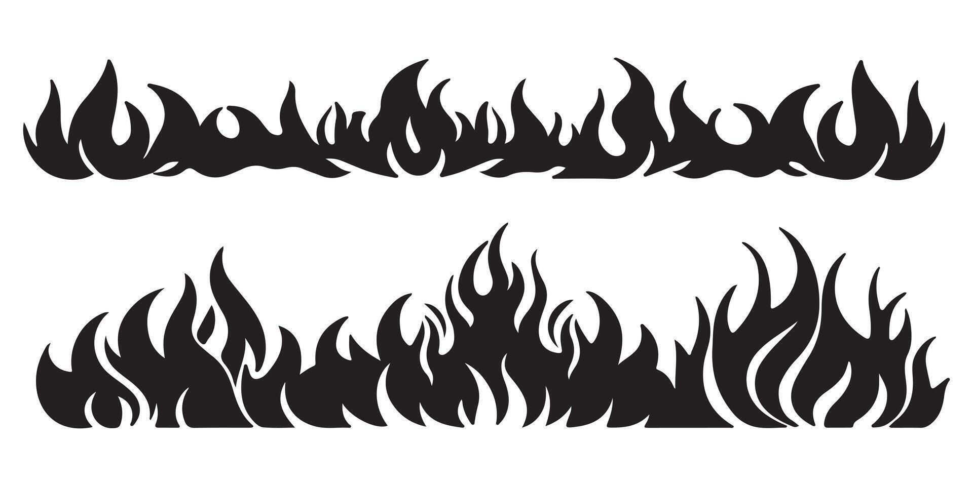 Flame fire border frame silhouette template illustration clipart icon vector