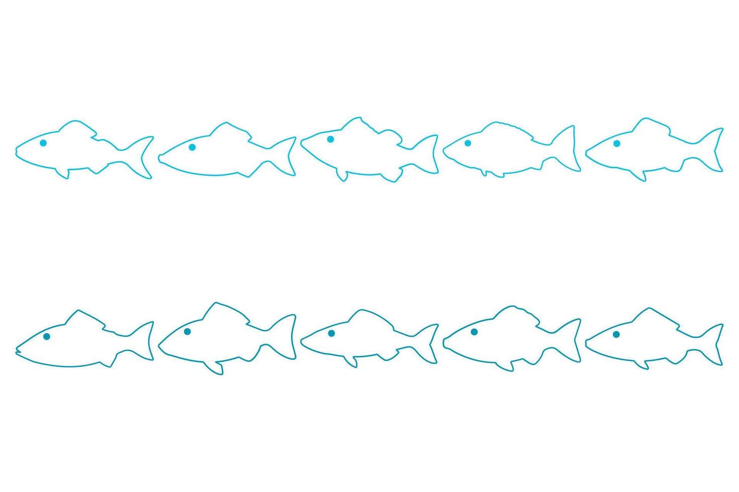 Outline Fish Illustration Icon Set vector