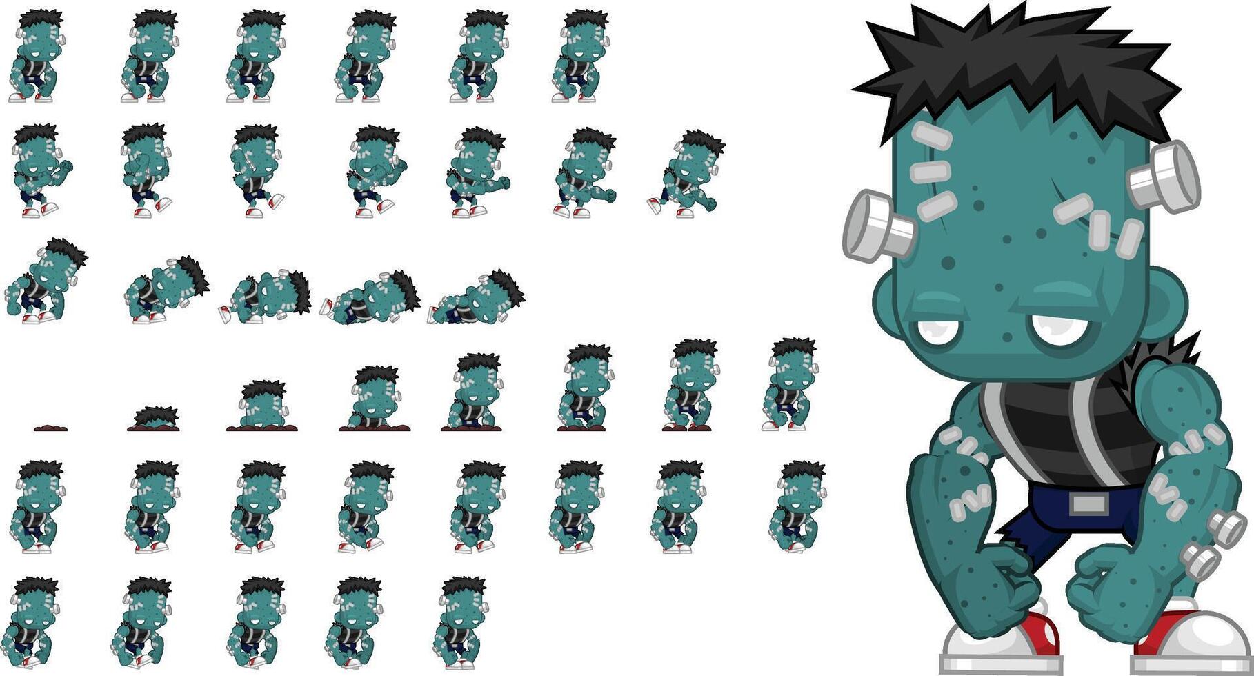 Giant Zombie Animated Game Character Sprite vector
