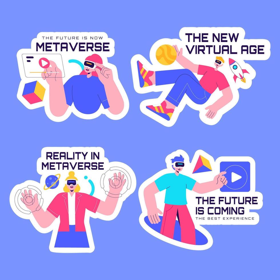 Creative Social Media Label Templates Inspired by Virtual Reality vector