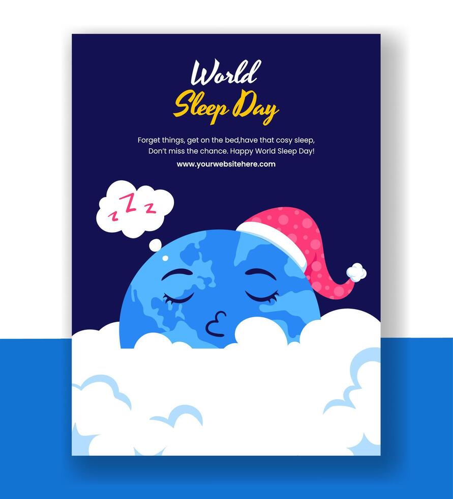 Flat Style World Sleep Day Background Illustration for Vertical Poster Content vector