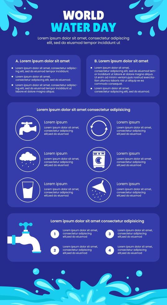 Hand Drawn World Water Day Illustration in Flat Cartoon Style Infographic vector