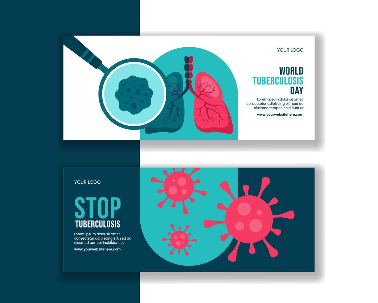 Hand-Drawn Cartoon Template for World Tuberculosis Day Horizontal Banner Background vector