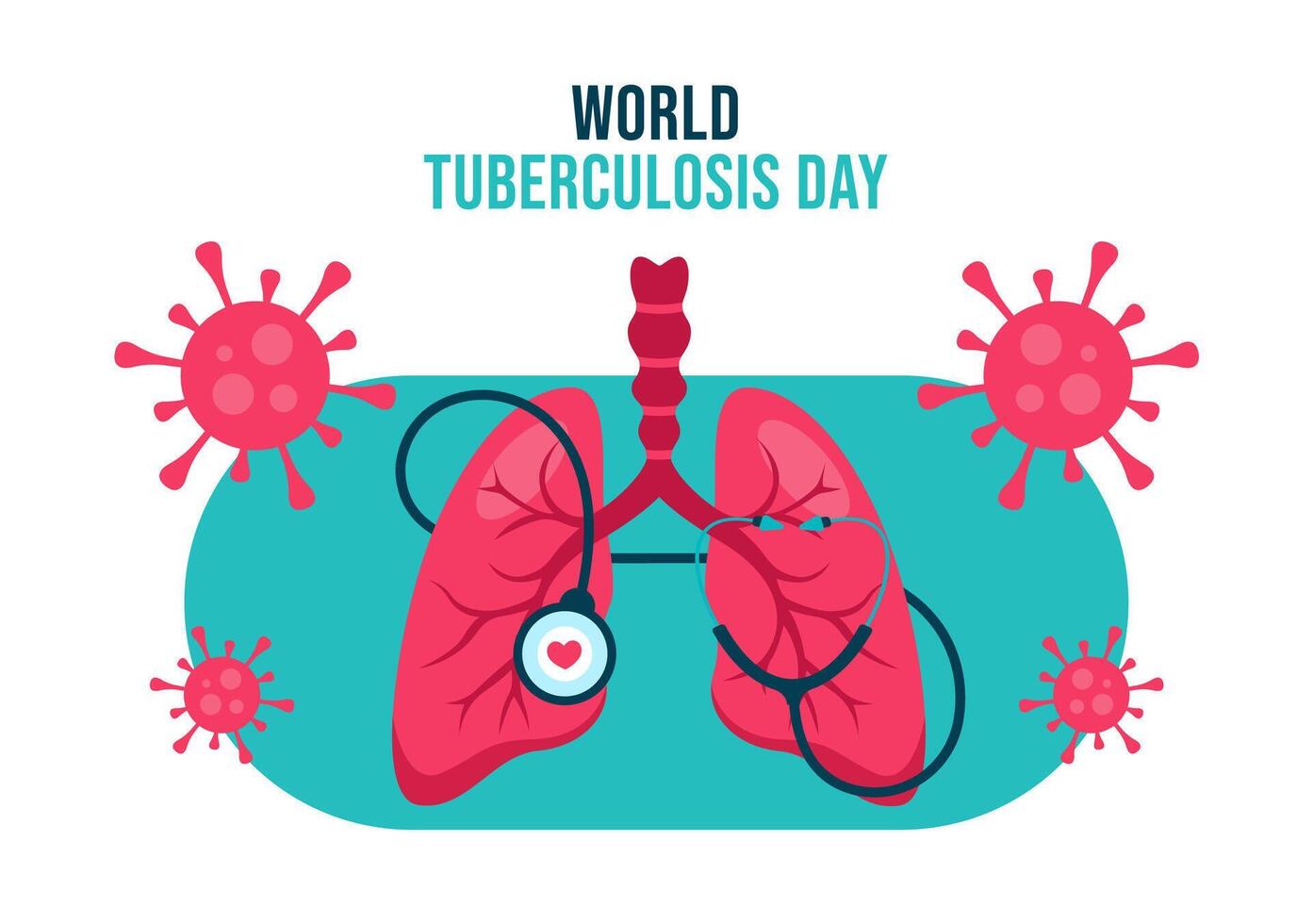 Flat Cartoon Background Template for World Tuberculosis Day Social Media Design vector