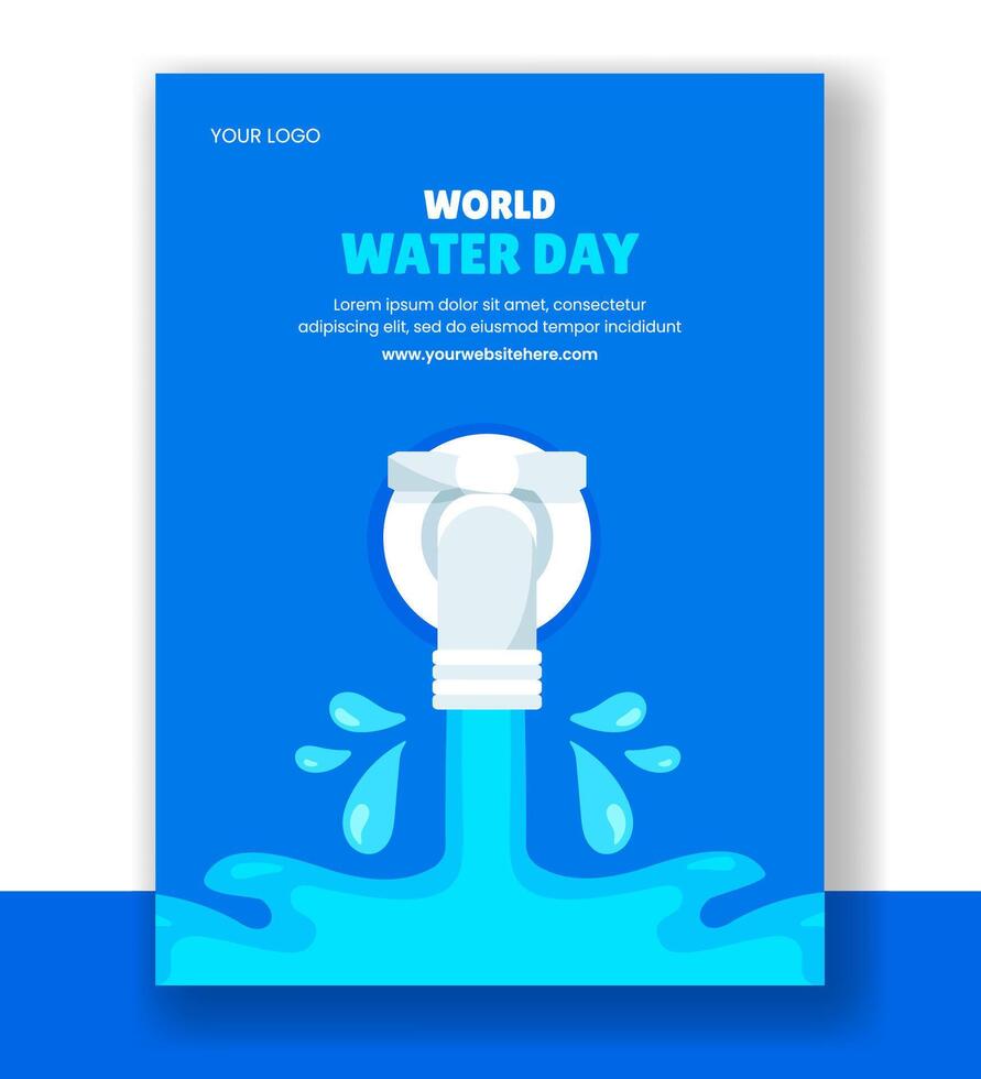 Illustration of World Water Day for Social Media Vertical Poster in Flat Style vector