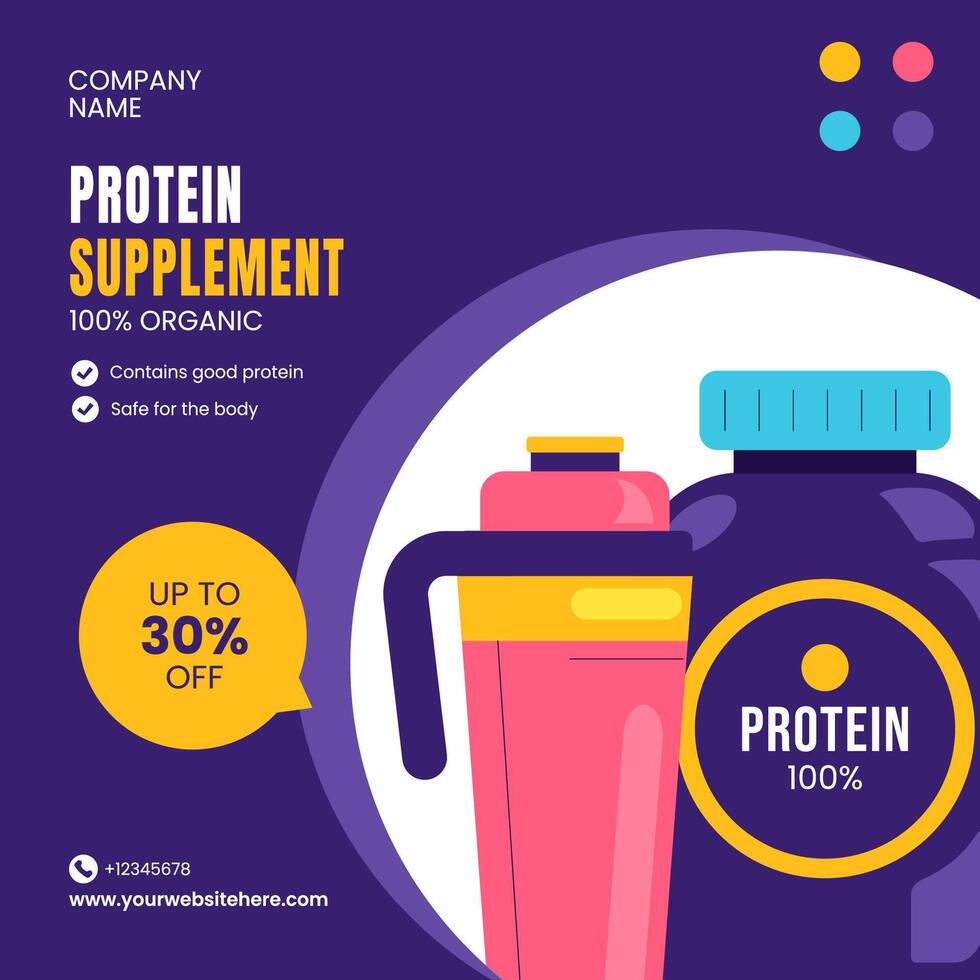 Creative Protein Supplements Social Media Illustration with Hand-Drawn Elements vector