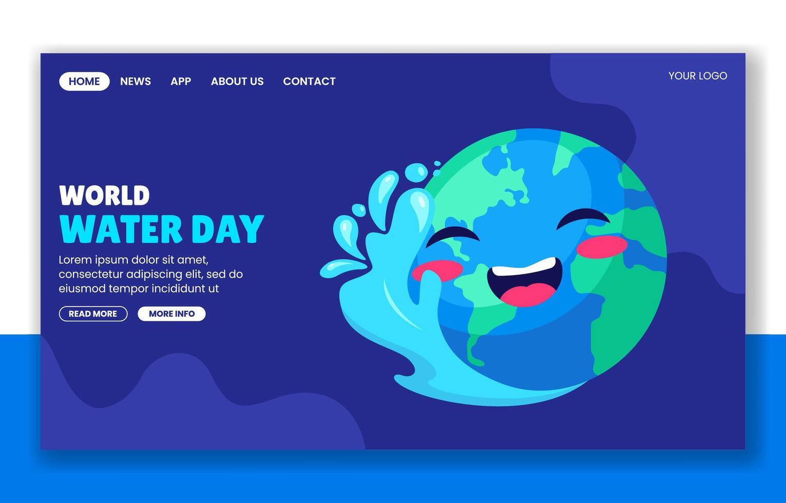 Illustration of World Water Day for Social Media Landing Page in Flat Style vector