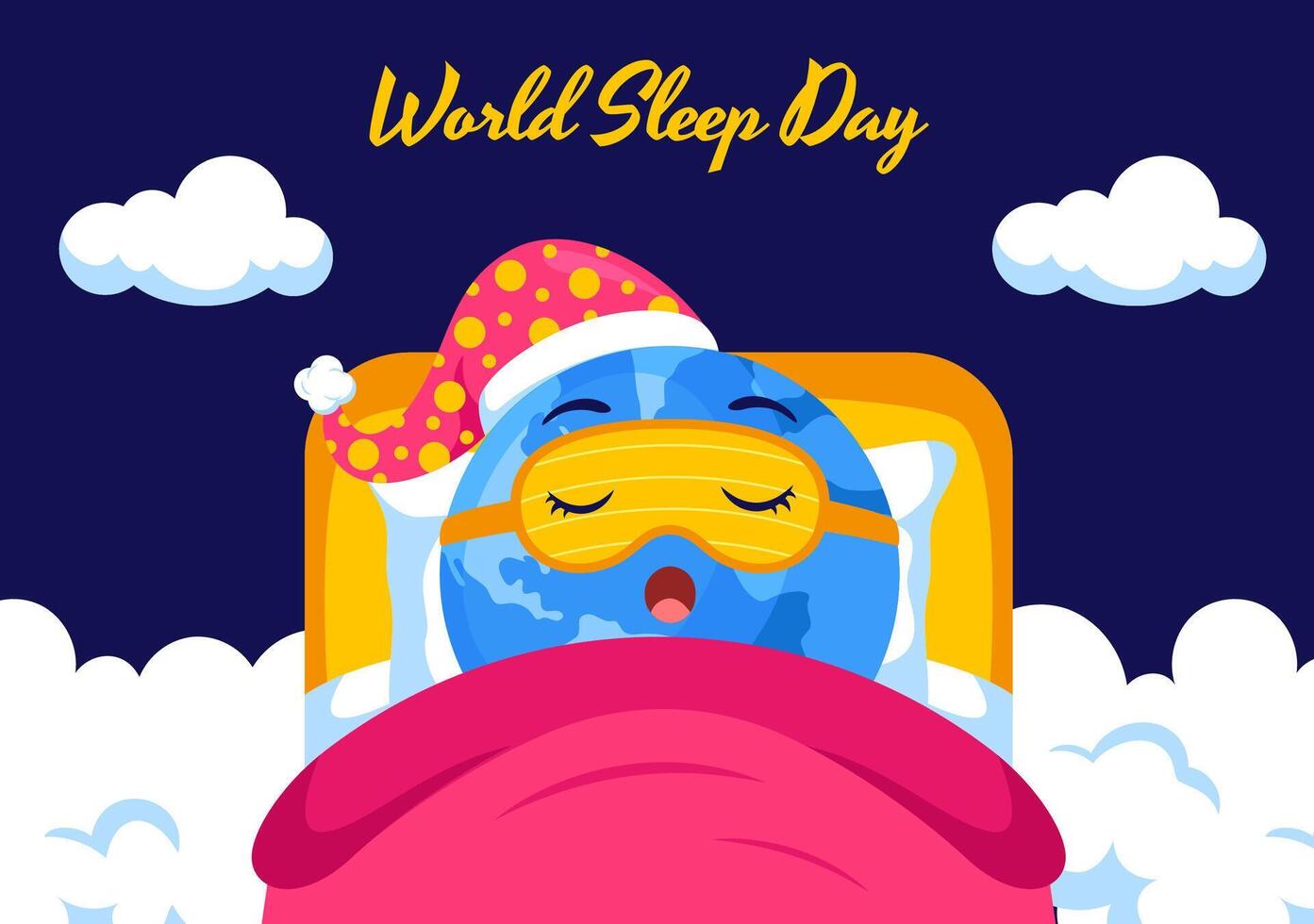 World Sleep Day Social Media Design with Flat Cartoon Social Media Background vector