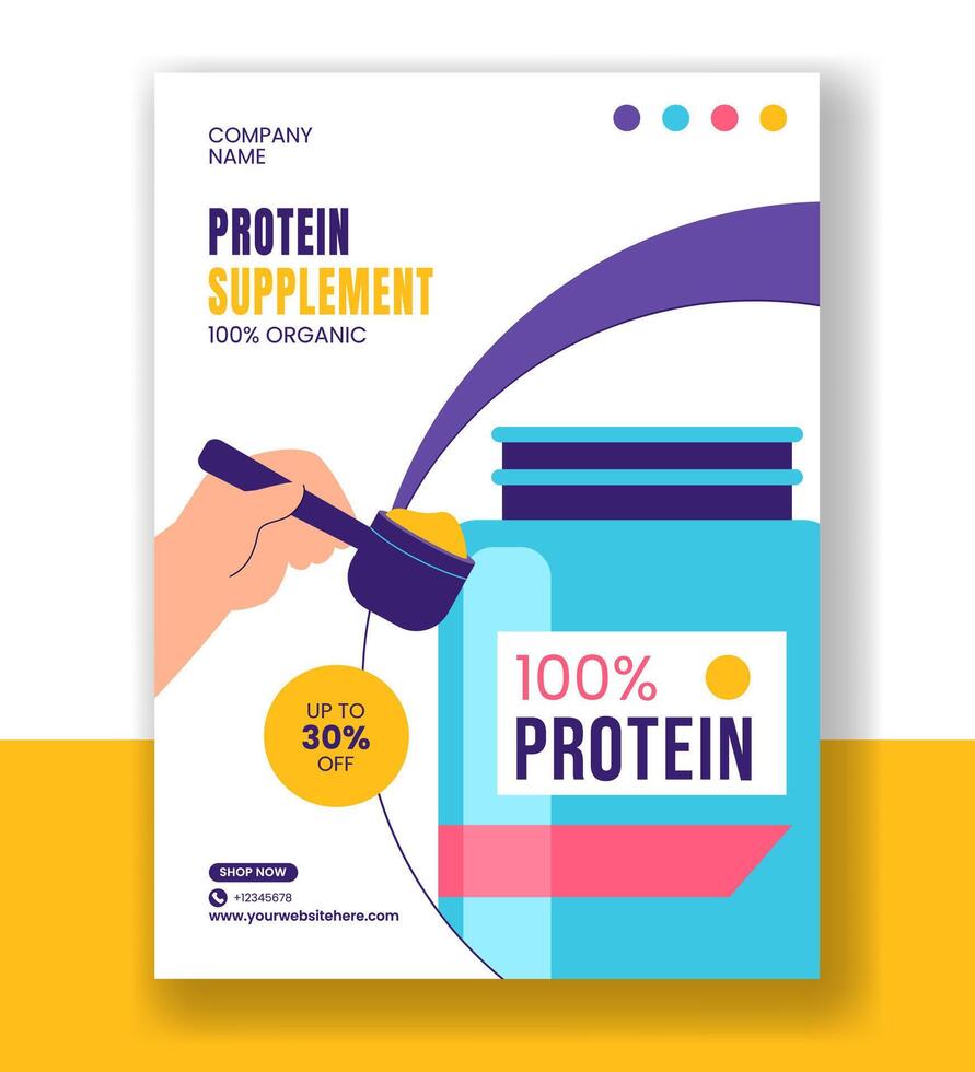 Vertical Poster Illustration Highlighting Protein Supplements in Flat Style vector