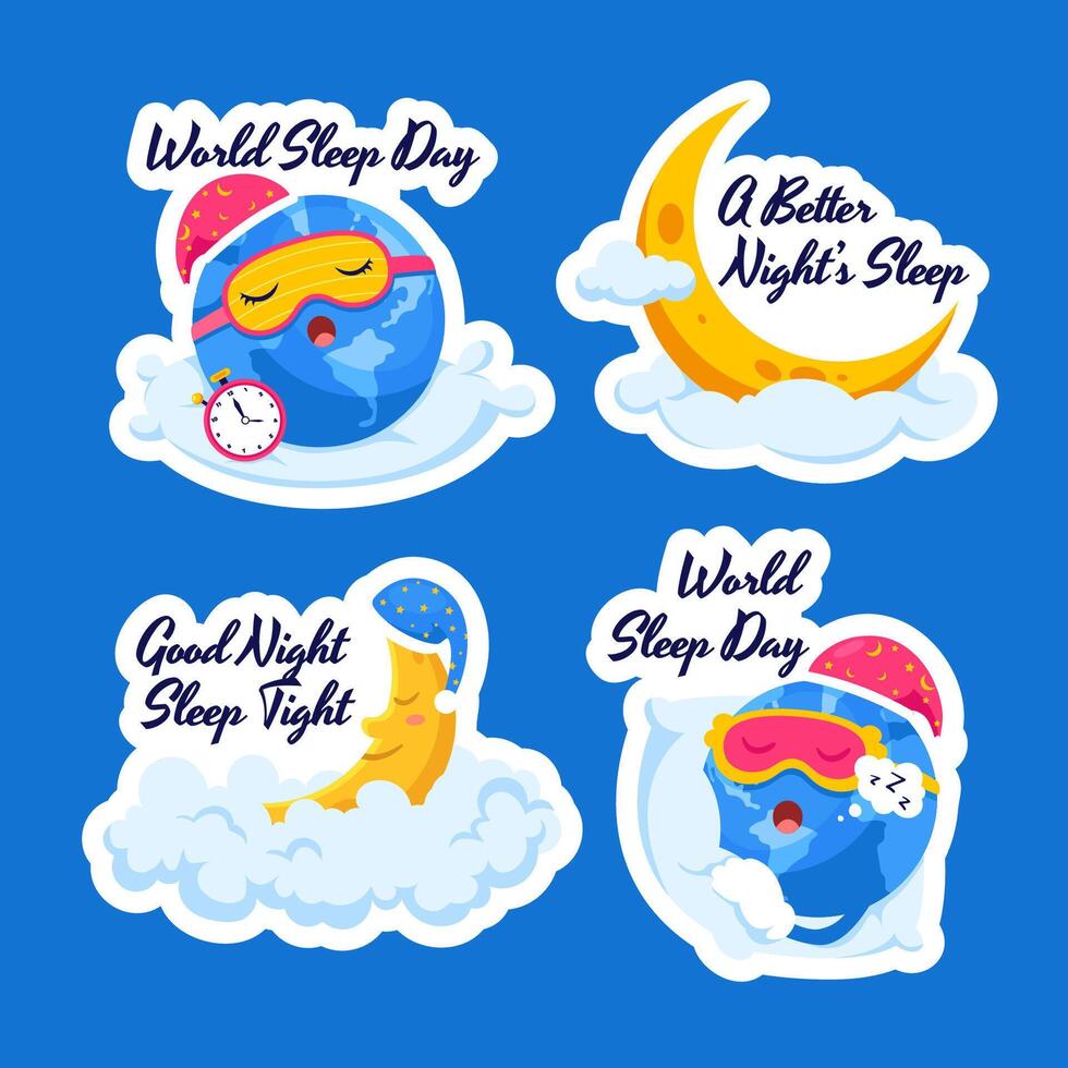 World Sleep Day Background Illustration in Flat Cartoon Style for Label vector