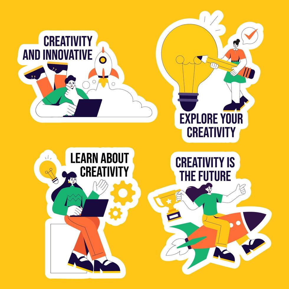Modern Innovative and Creative Flat Cartoon Hand-Drawn Templates for Social Medi Label vector