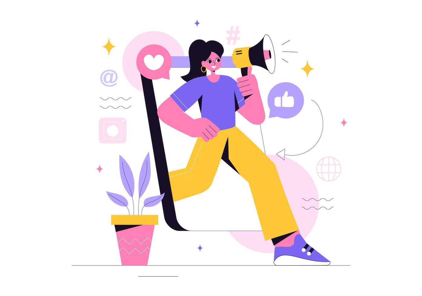 Art of a Social Media Specialist Increasing Likes, Comments, and Followers Through Strategic Content vector