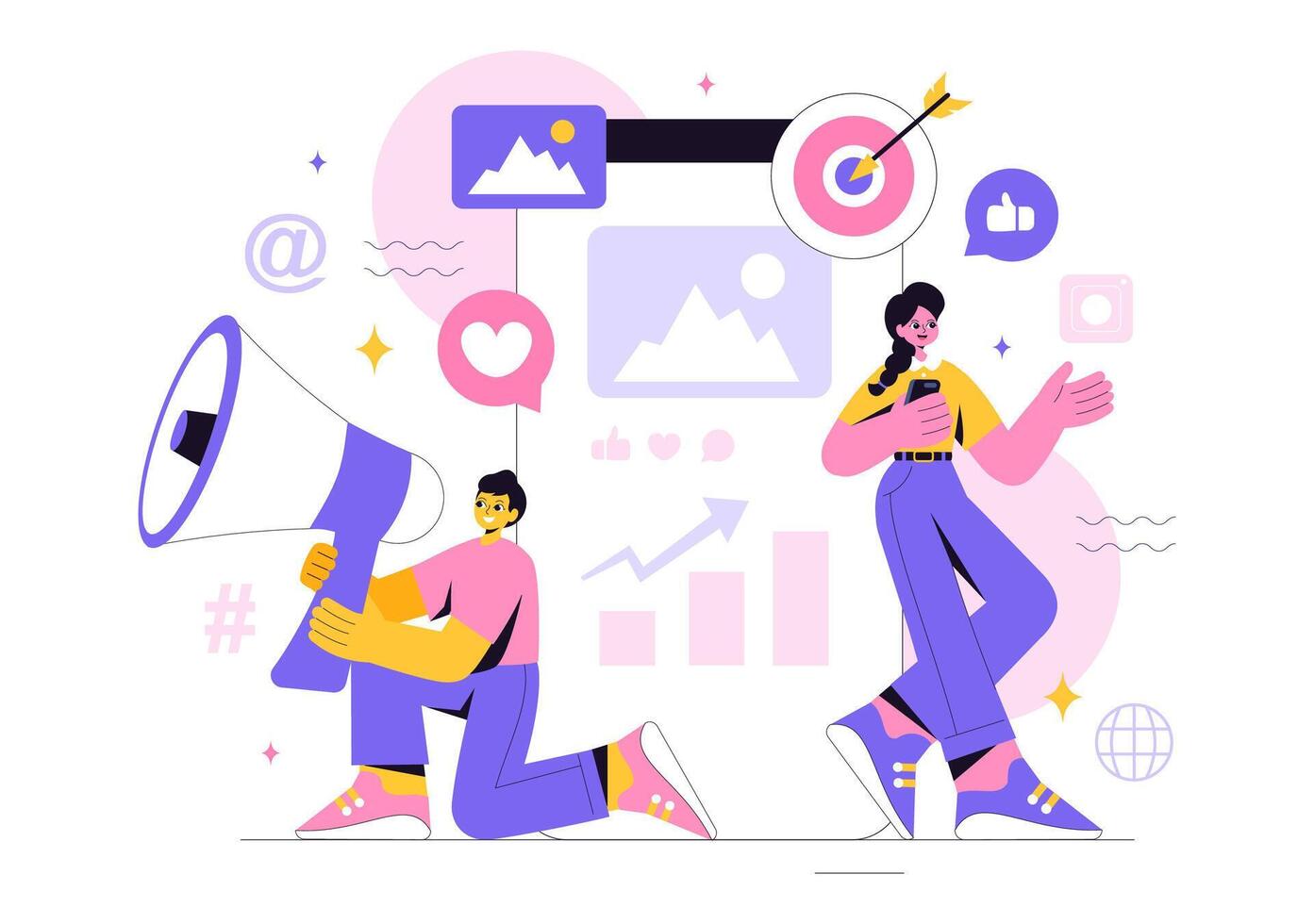 Professional Social Media Marketing Strategy for Growing Online Followers and Interaction in Style vector