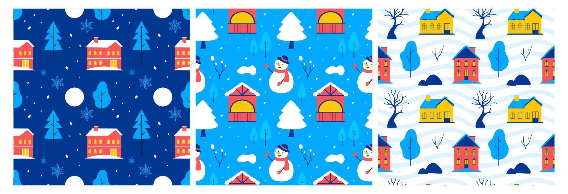 Elegant Winter Seamless Pattern Showcasing Decorative Hand-Drawn Motifs vector