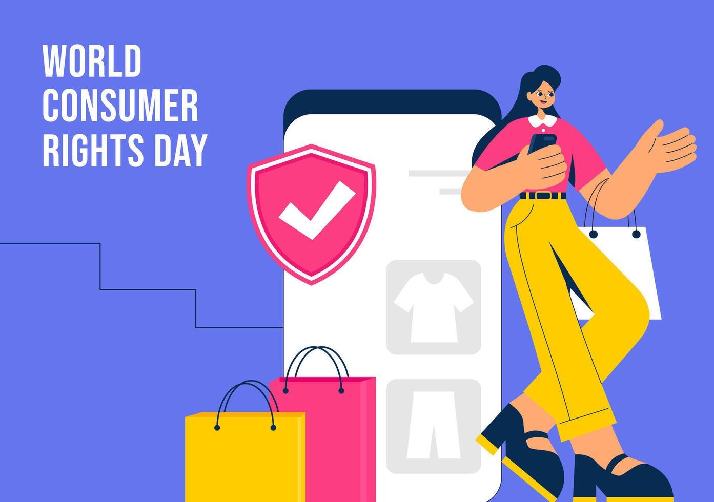 Hand-Drawn Social Media Background Design for Consumer Rights Day Celebrations vector