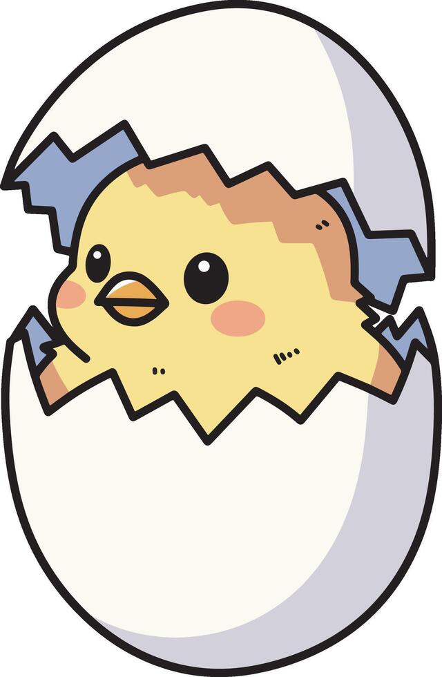 Cute chick on the egg shell illustration vector