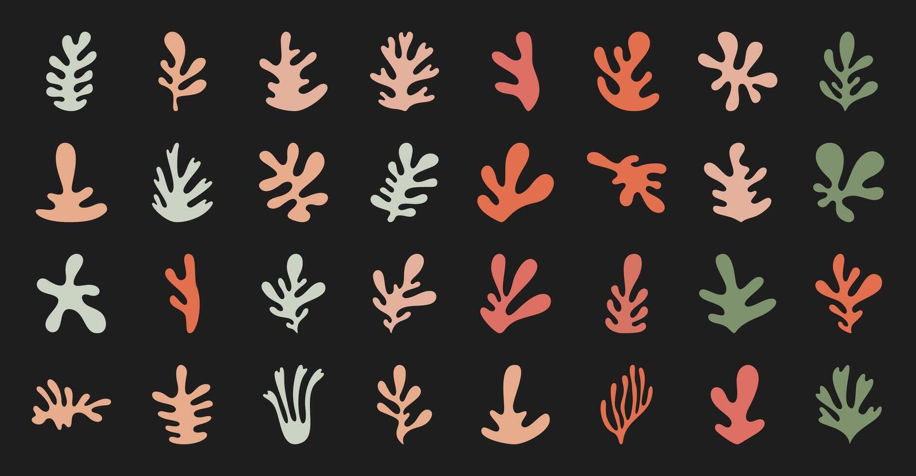 Cute boho irregular plant form design set, doodle geometric asymmetric floral element graphic, trendy organic random leaf symbol collection, flat liquid silhouette art, modern abstract minimal shape. vector