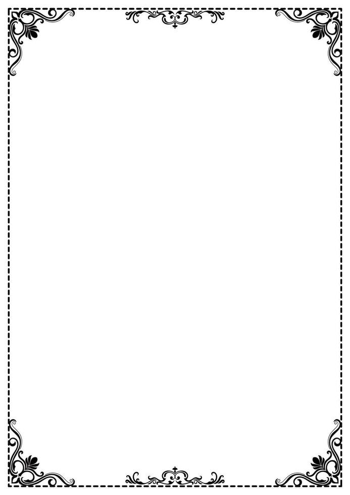 Black pattern frame, abstract vintage border on white background vector