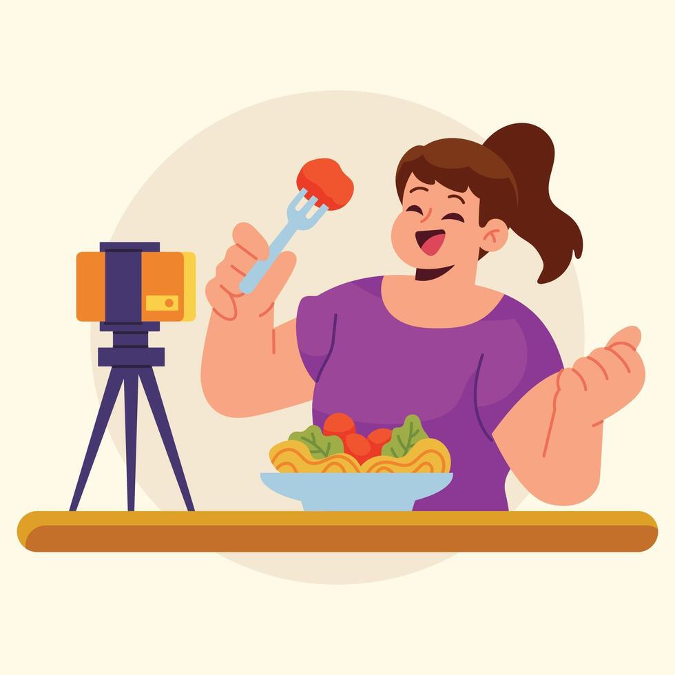 food vloger influencer illustration vector