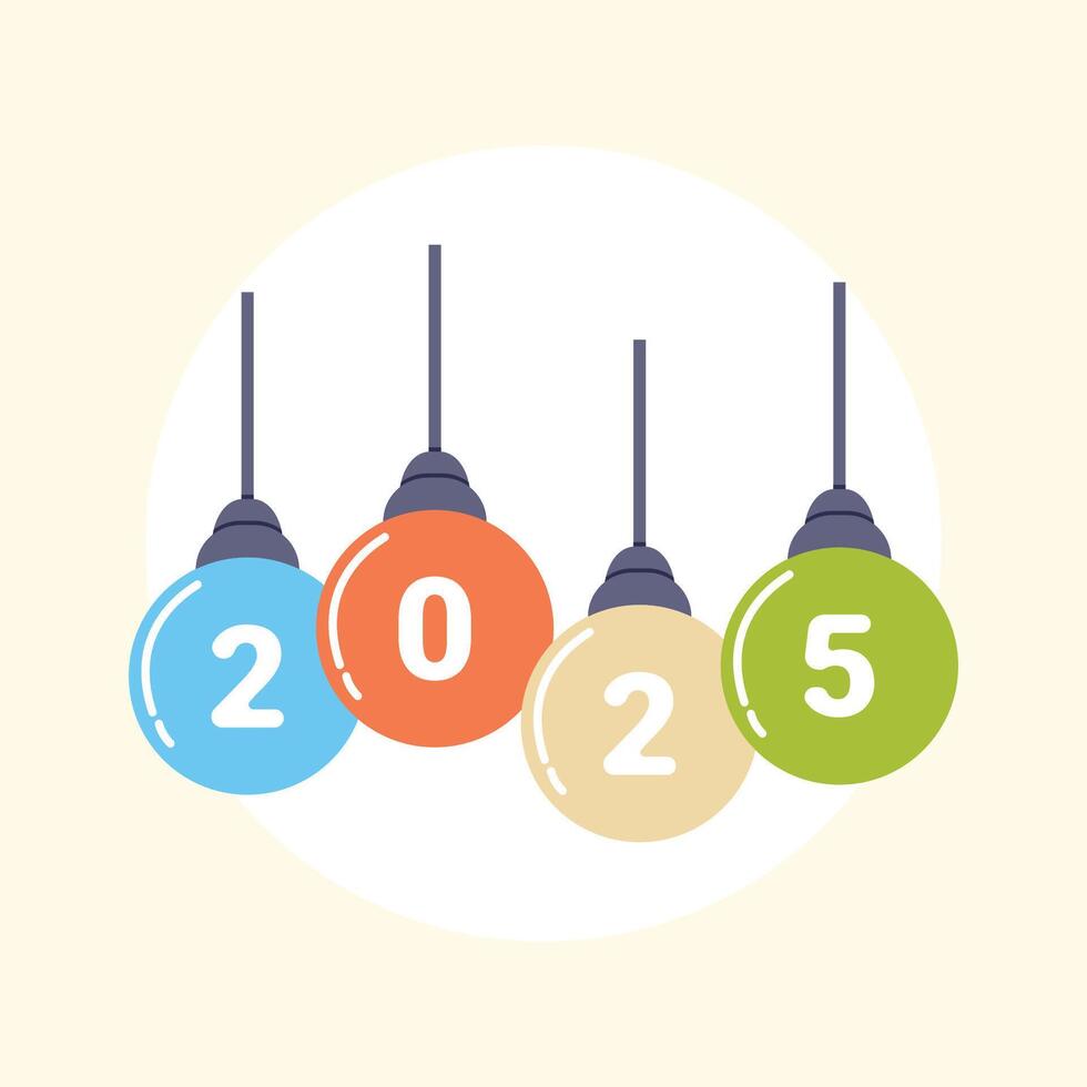 lamp 2025 new year illustration vector
