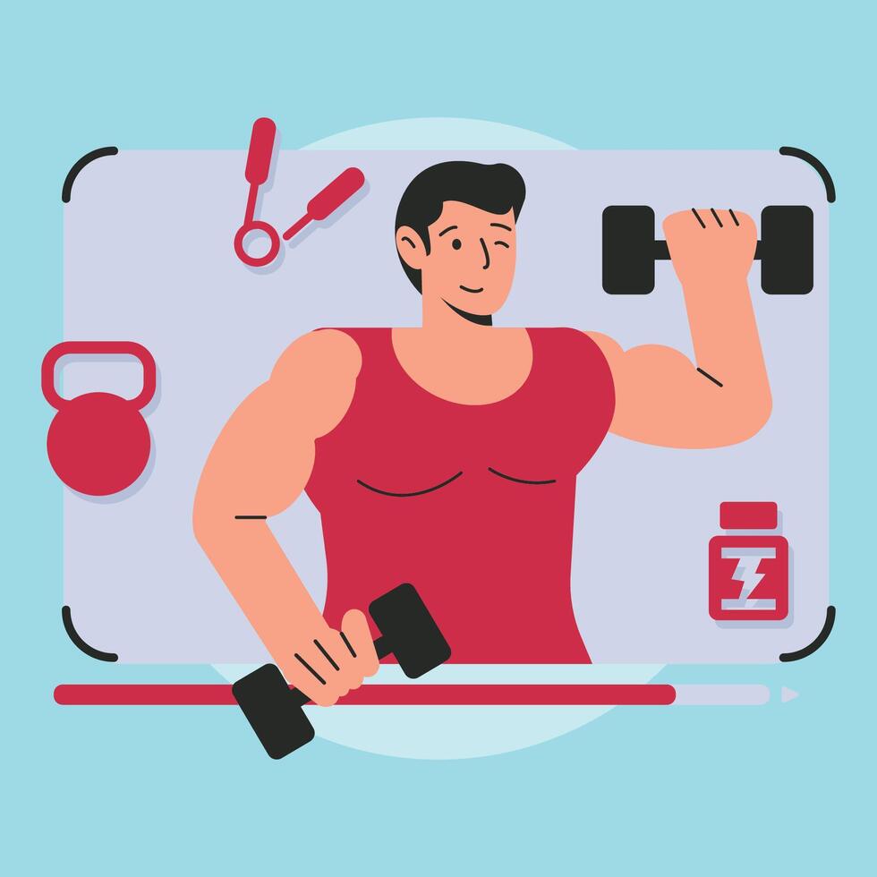 gym influencer illustration vector