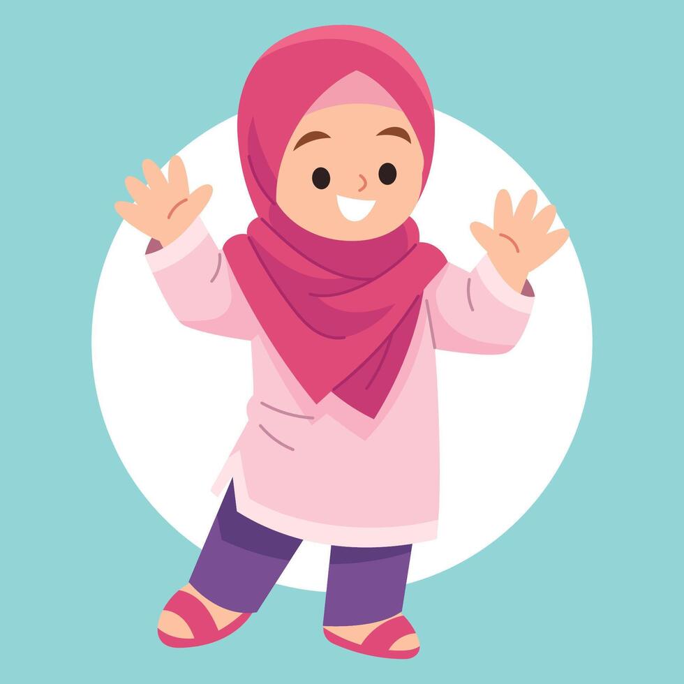 hijab moslem cute character illustration vector