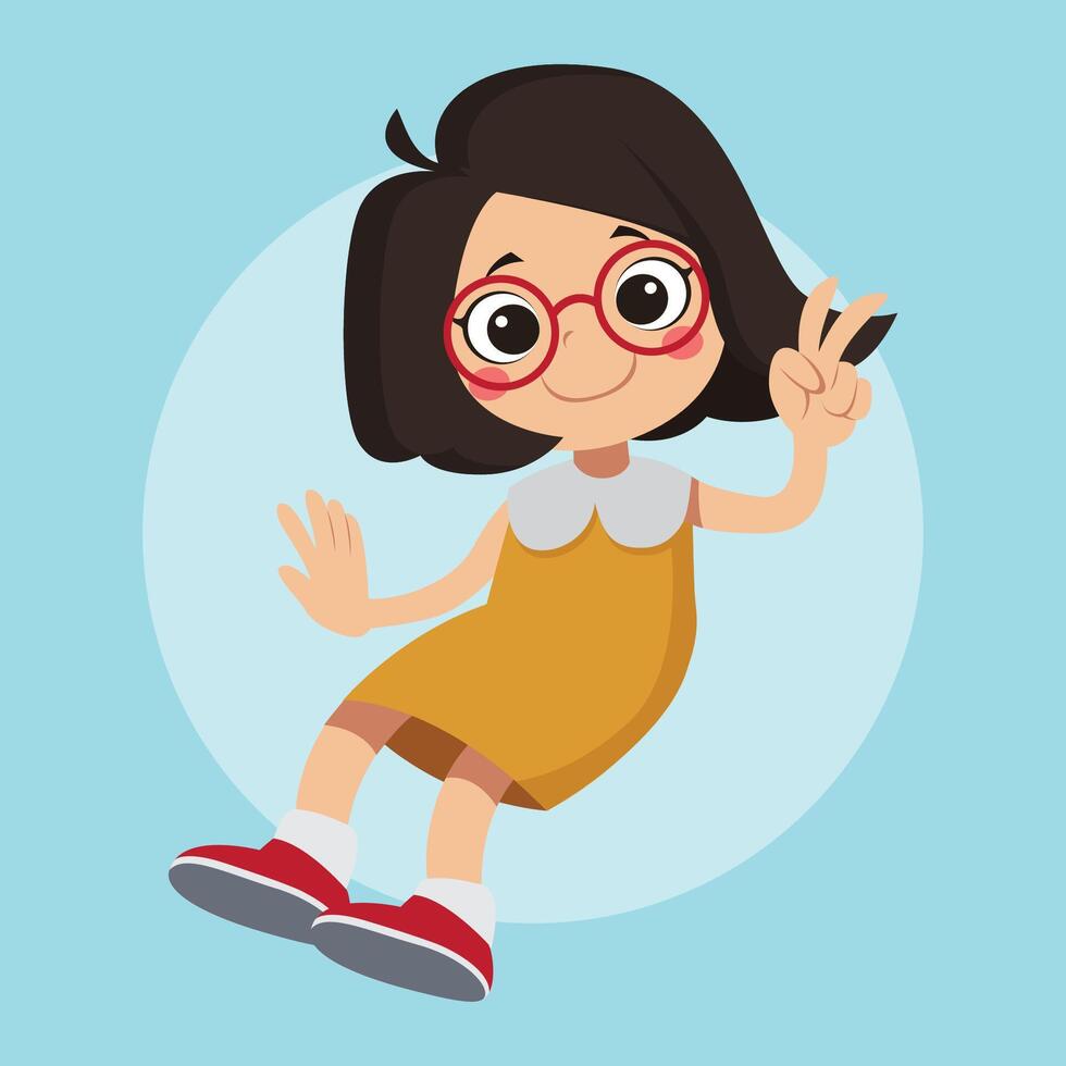 cute young girl illustration vector