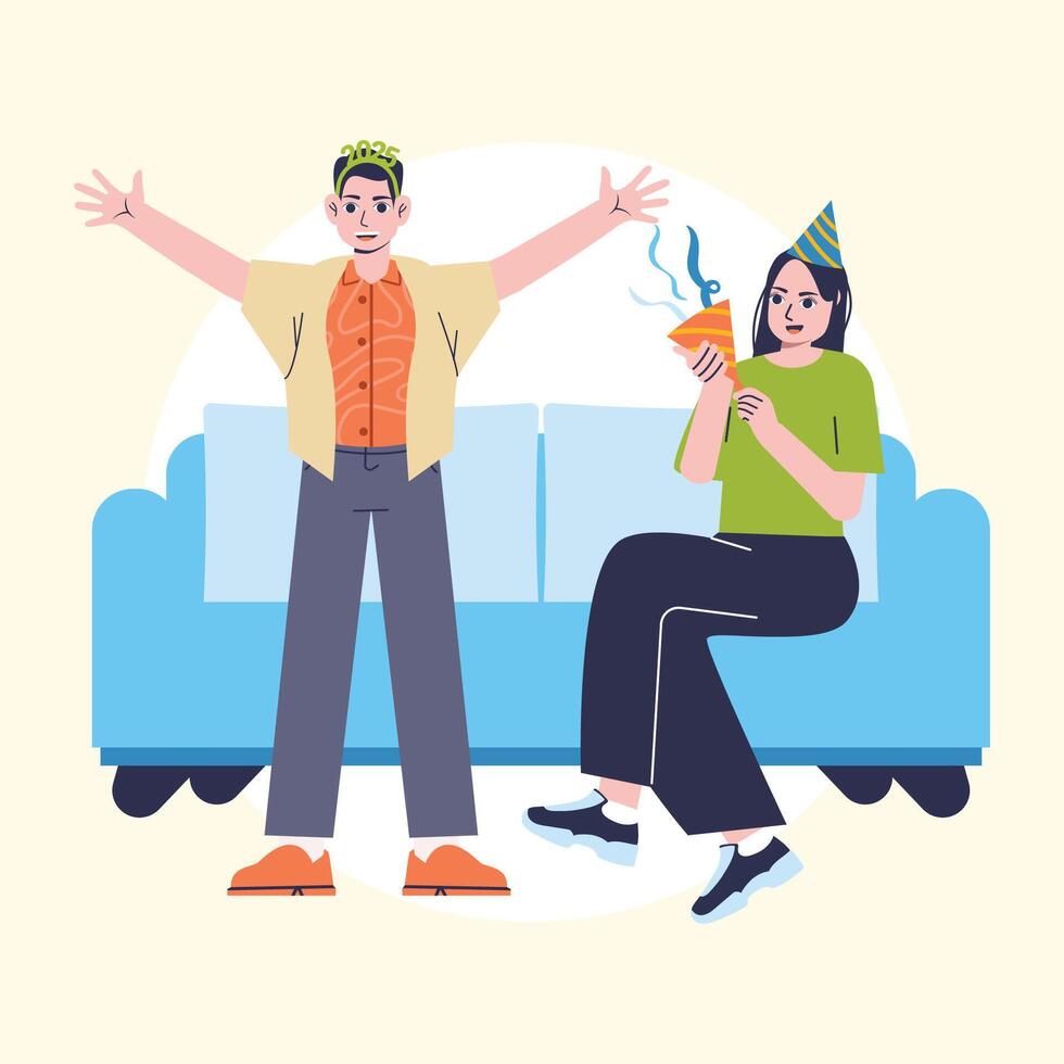 sitting new years illustration vector