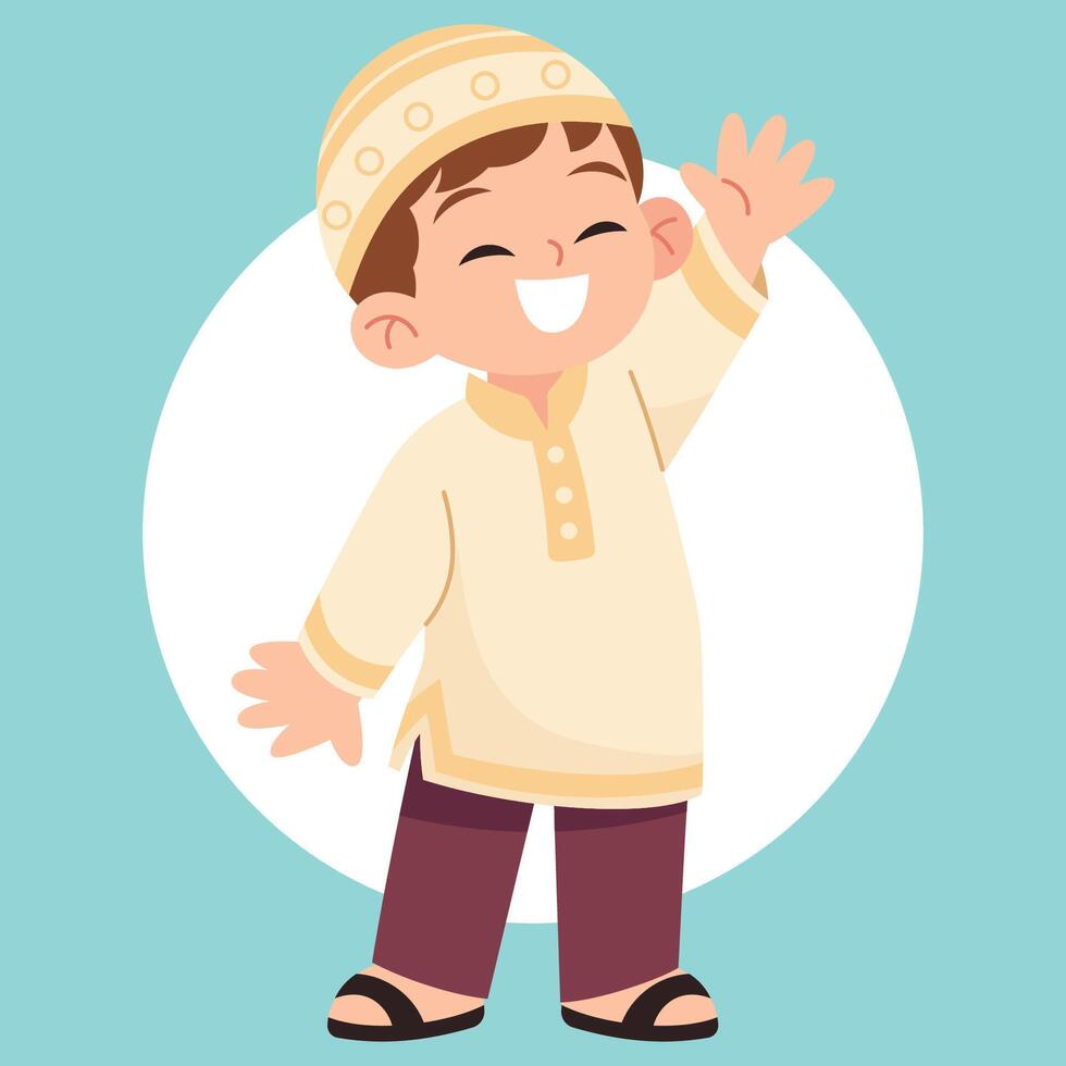 moslem cute character illustration vector