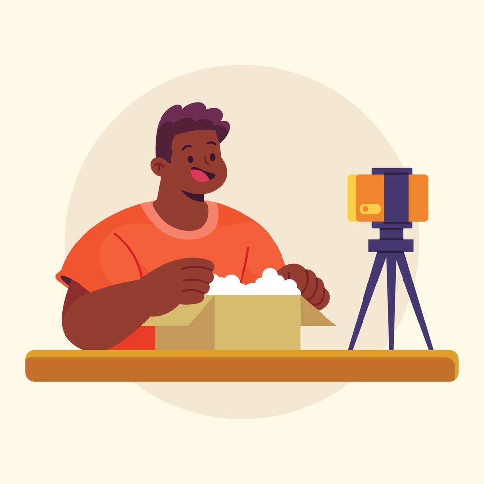 unboxing influencer illustration vector