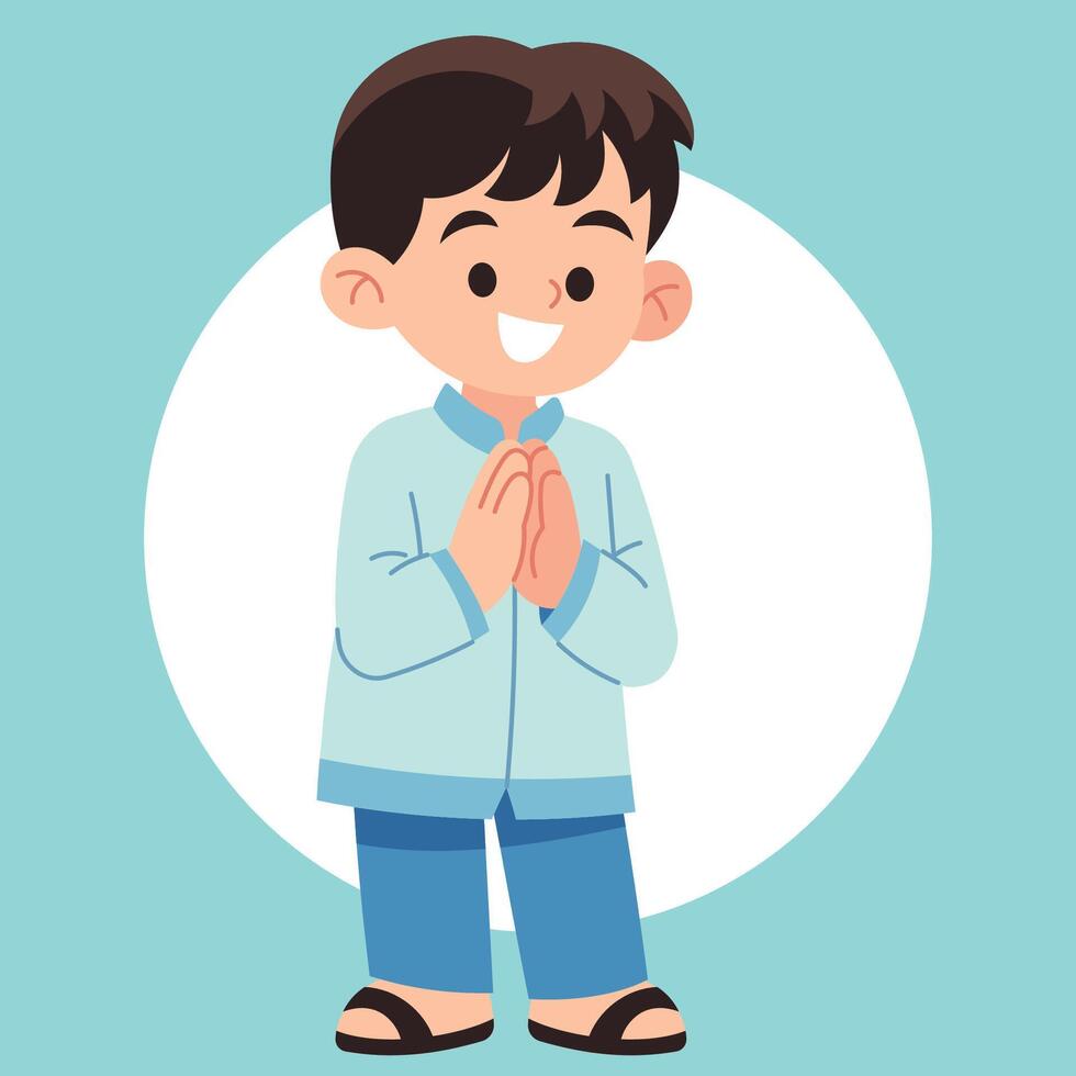 young moslem cute character illustration vector