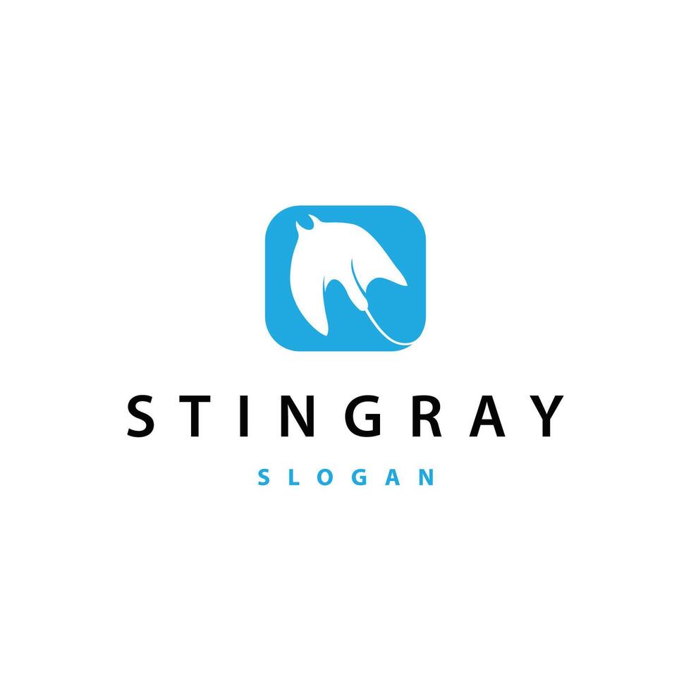 Stingray fish logo ocean animal design simple black manta vector