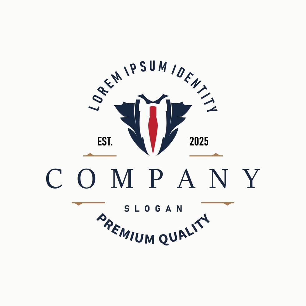 men clothing tuxedo logo design simple minimalist vector