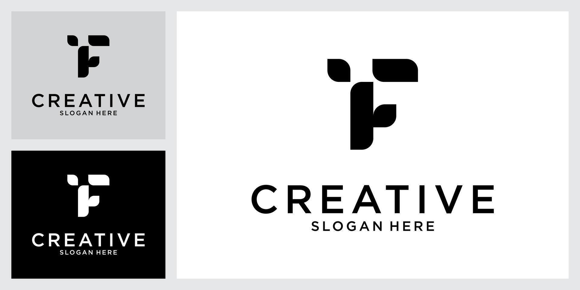 TF or FT initial letter logo design concept vector