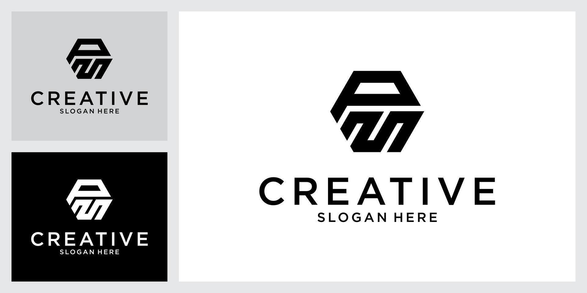 PM or MP letter logo design concept vector
