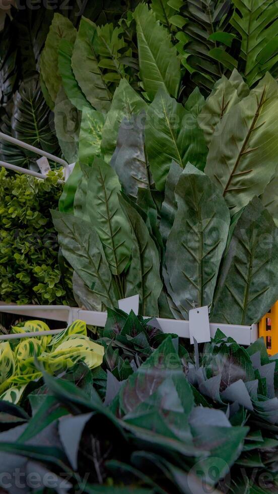 Artificial Green Leaves Display in Store photo