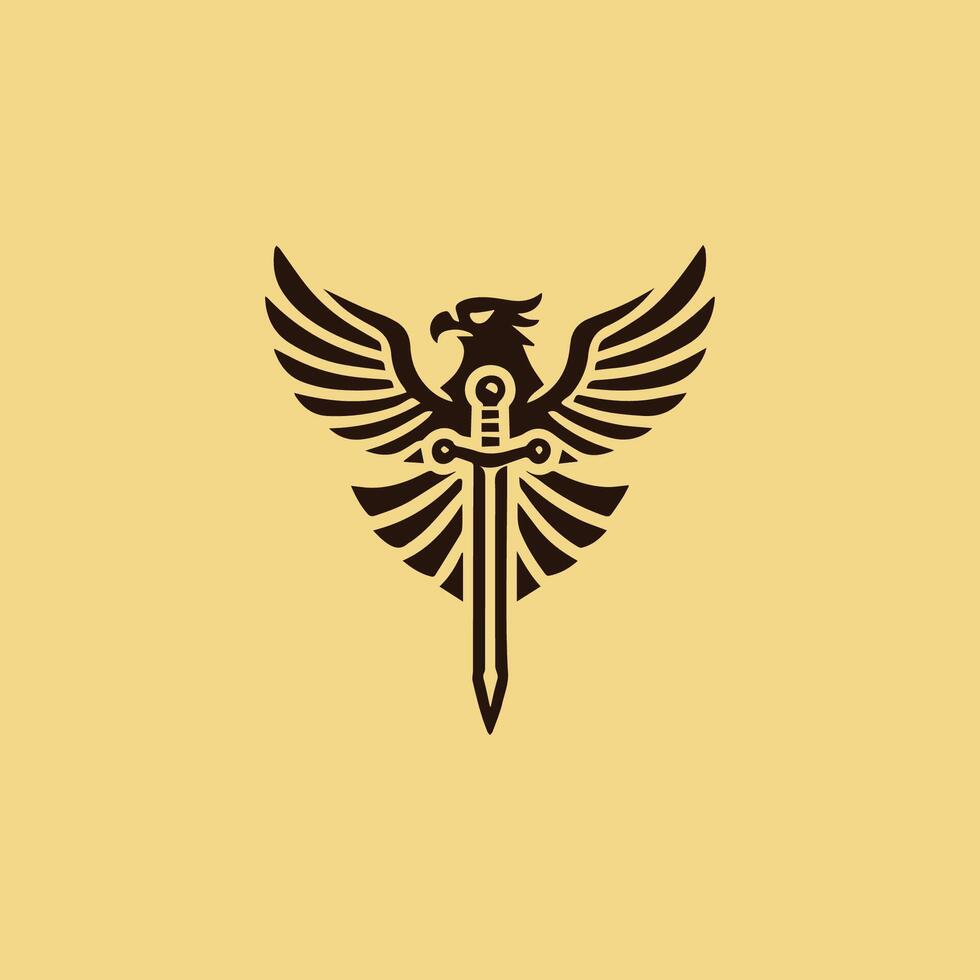 a logo for a sword and eagle vector