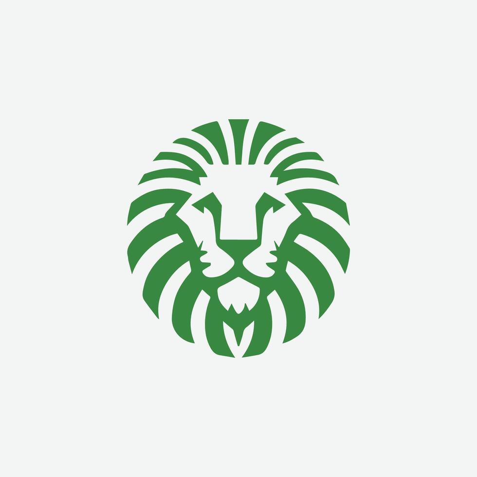 a green lion head logo on a white background vector