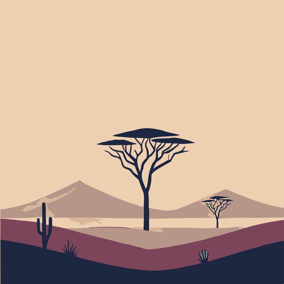 Sabana desert landscape illustration vector