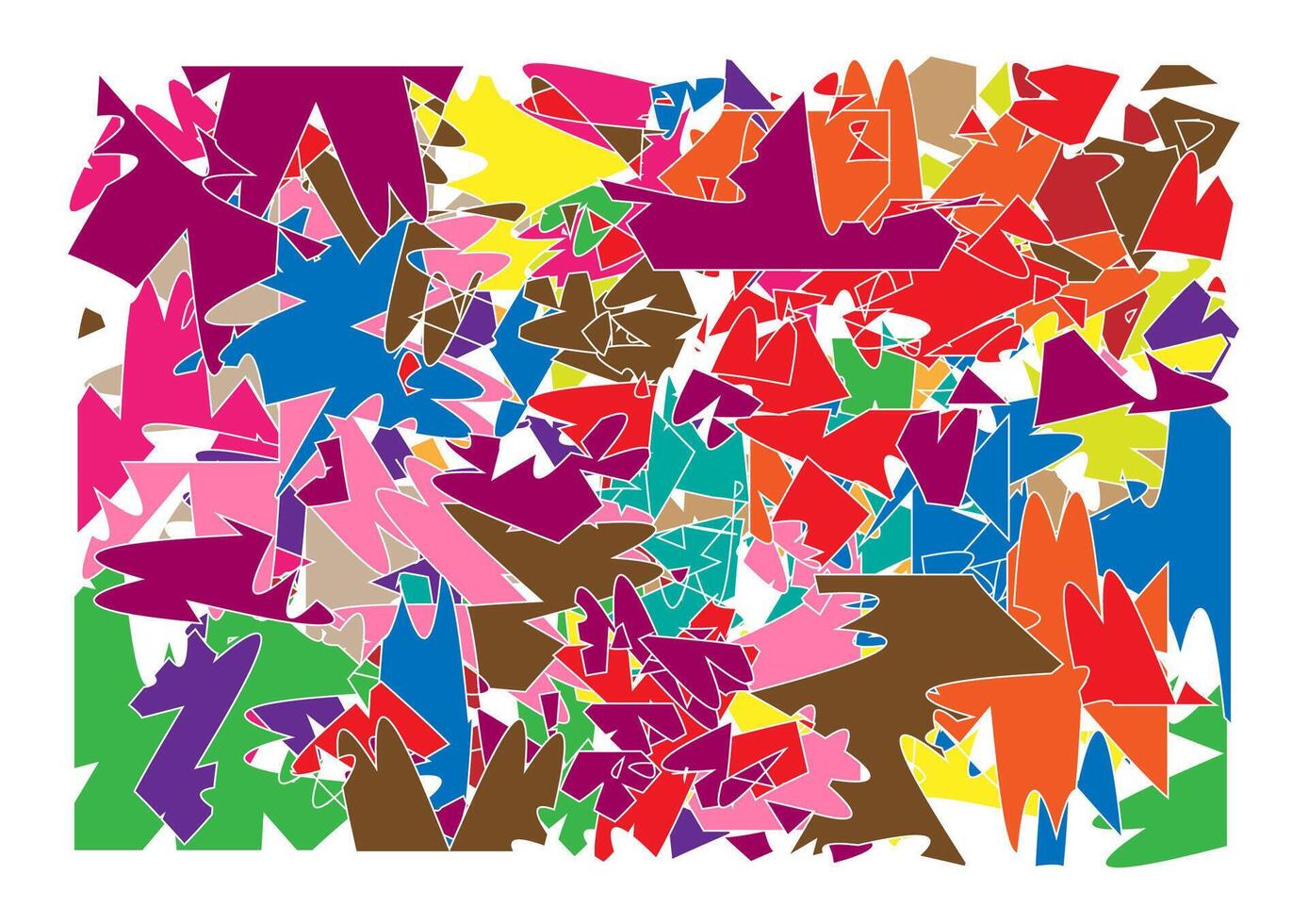 Illustration of colorful collage paper scattered overlapping on white background vector