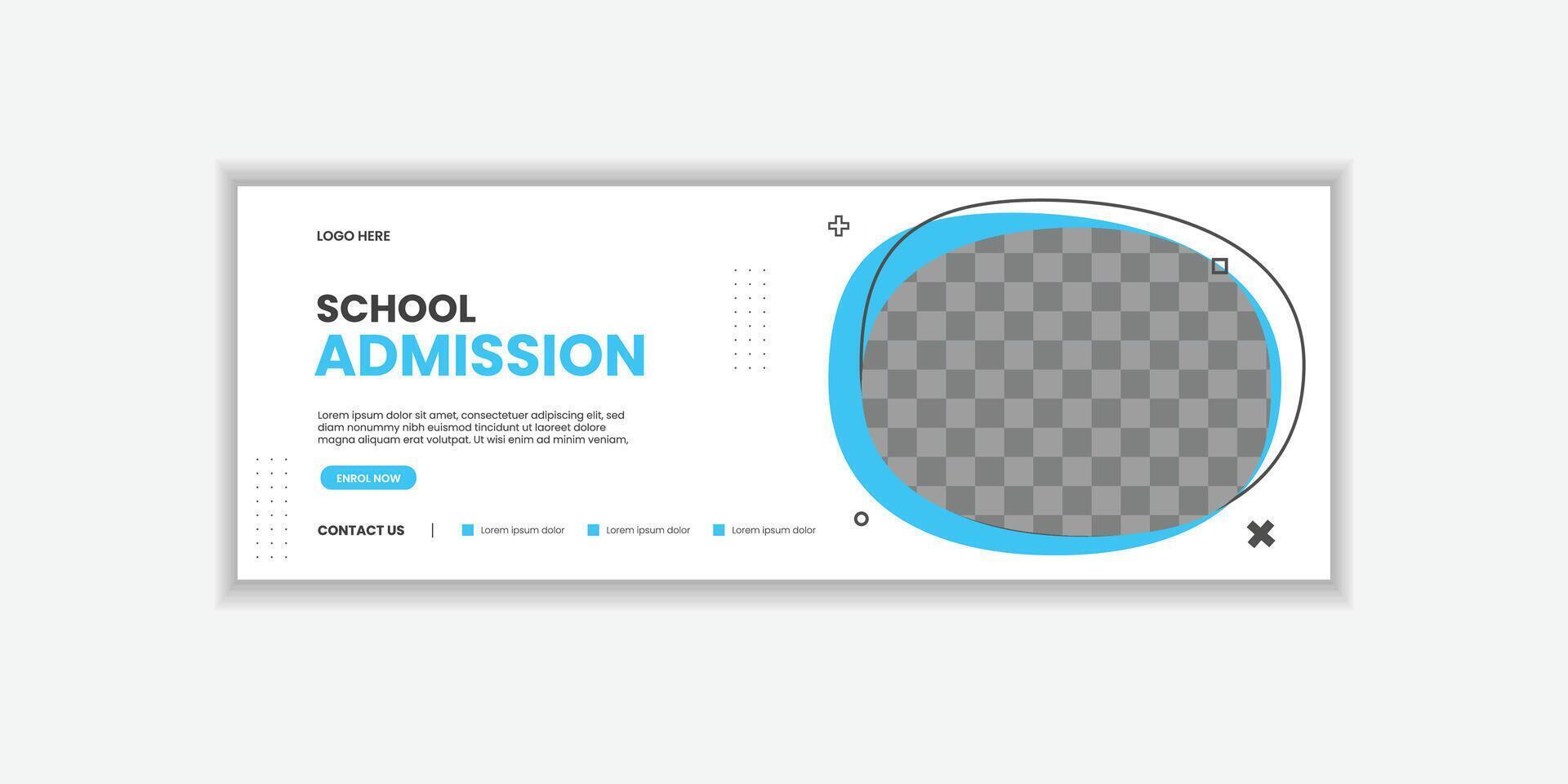 School Admission Web Banner Template, Back to School Social Media Cover Template for website, flyer, university, business, industry etc vector